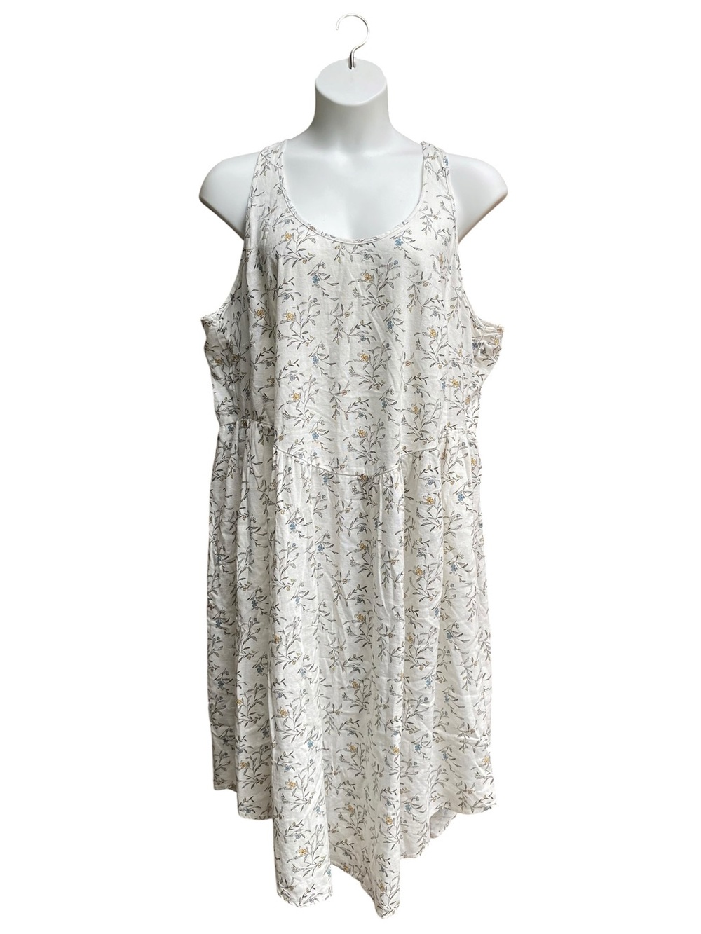 Universal Thread White Floral Midi Dress Racerback Linen Blend Plus Size 2X NWT